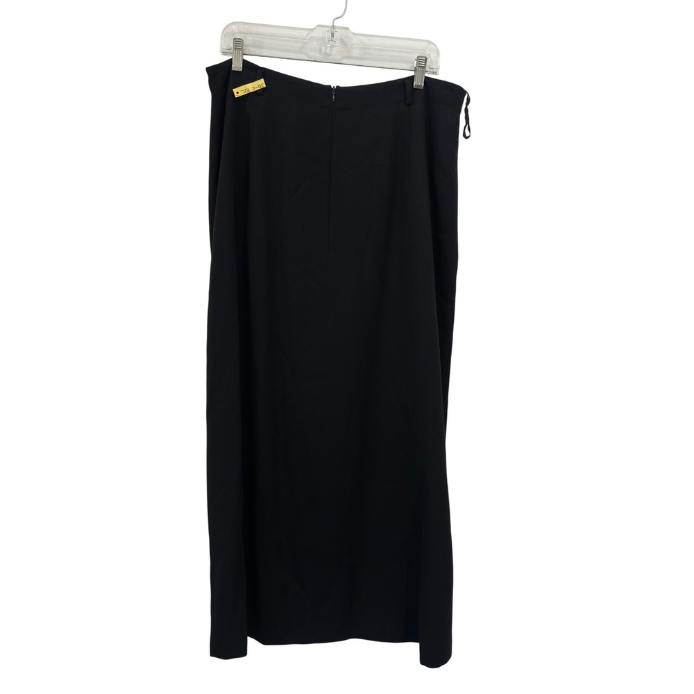 Eddie Bauer AKA Maxi Skirt Vintage Black 100% Wool Lined Slit Tall Size 18